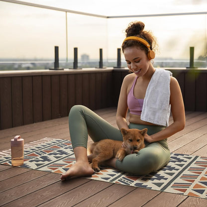 nuveti Cotton Yoga Mat - Absorbent, Grippy Tight Weave, Ashtanga & Hot Yoga Rug, Helps with Slippery Hands & Feet