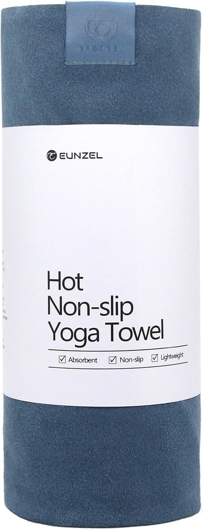 Eunzel Hot Yoga Towel, Super Absorbent Yoga Mat Towel Soft Suede Microfiber Non-Slip Towel for Bikram Pilates and Yoga Mats 72" x 26.5", Navy