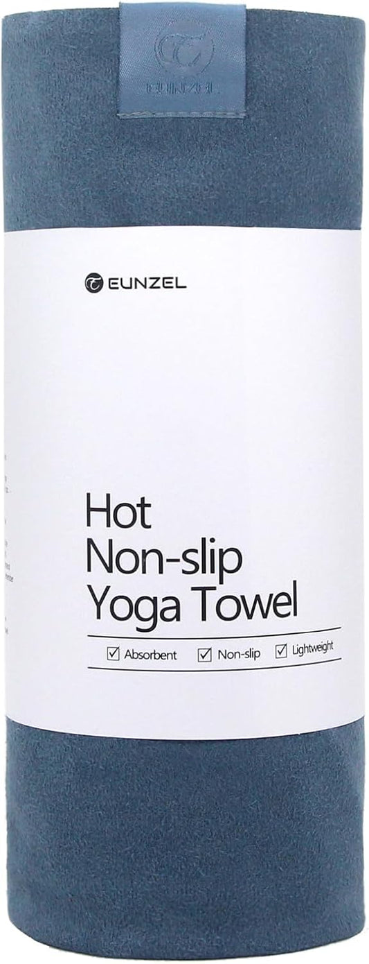 Eunzel Hot Yoga Towel, Super Absorbent Yoga Mat Towel Soft Suede Microfiber Non-Slip Towel for Bikram Pilates and Yoga Mats 72" x 26.5", Navy