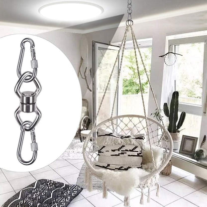 BeneLabel Dual Hanging Rings Hammock Swing Hanger, Swivel Stainless Steel Mounting Bearing Set D Shape Open Loop for Indoor Outdoor Playground Chair Yoga Rope Punching Bag Sandbag