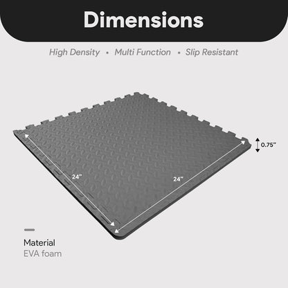 BalanceFrom Puzzle Exercise Mat 1" Thick, EVA Interlocking Foam Floor Tiles for Home Gym, Mat for Home Workout Equipment, Floor Padding for Kids, Black, 24 in x 24 in x 1 in, 24 Sq Ft - 6 Tiles
