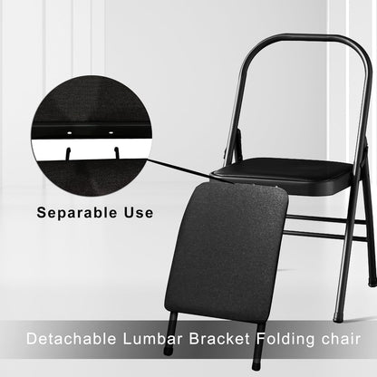 Folding Yoga Handstand Chair, Metal Stretch Trainer with Detachable Lumbar Support, Premium Yoga Chair for Stretching, Balance & Posture Correction