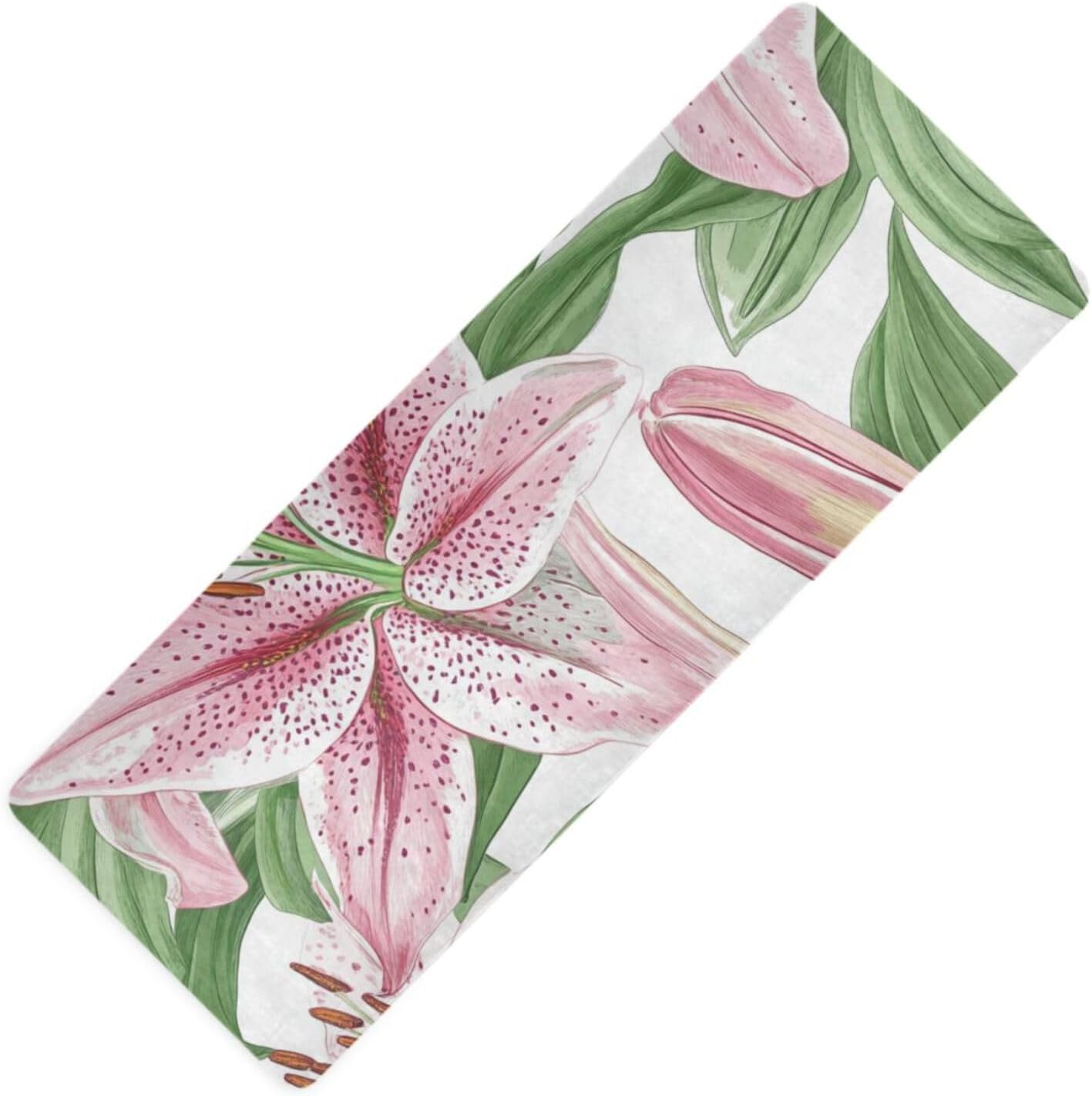 Guyana Regia Lily Beauty Summer Flower printed yoga and pilates mat natural rubber non slip,Thick 1 mm with bags tapete para ejercicio 71x26 inches For hot yoga