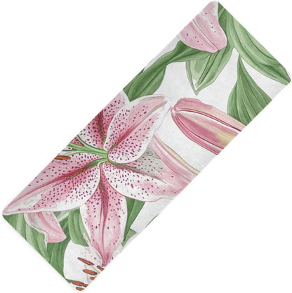 Guyana Regia Lily Beauty Summer Flower printed yoga and pilates mat natural rubber non slip,Thick 1 mm with bags tapete para ejercicio 71x26 inches For hot yoga