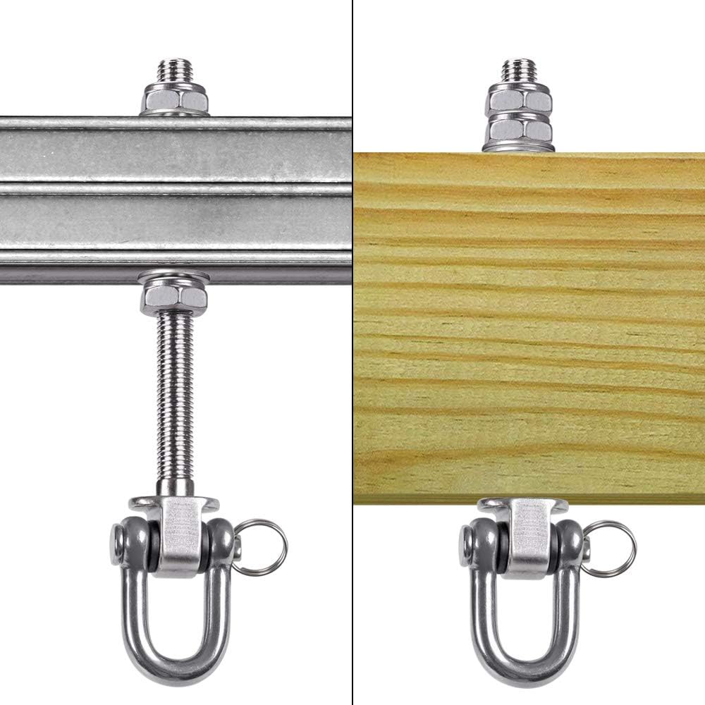 SELEWARE Heavy Duty 180° Swing Hangers, Stainless Steel Eye Screw Bracket, 1800 LB Capacity Playground Yoga Hammock Rope Tire Web Chair Sandbag Punching Bag Porch Swing Sets (6 Pack)