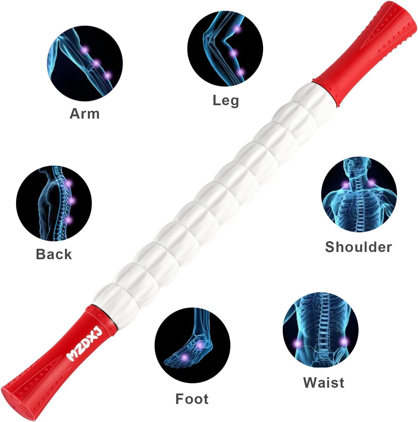 Muscle Roller Massage Roller Stick- Deep Tissue Fascia Blaster for Myofascial Pain Relief, Lymphatic Drainage & Body Sculpting, Handheld Physical Therapy & Recovery Tool (Gray black-18 inch)