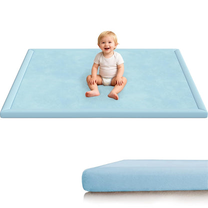 Baby Play Mat for Floor, 1.3'' Thick Memory Foam Tummy Time Mat - Super Soft Coral Velvet Nursery Rug with Non-Slip Backing, Crawling Rug for Toddlers/Infants, Yoga & Tatami Use, Oatmeal, 79''x 118''