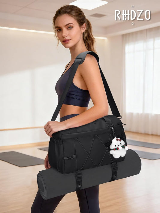 Small Gym Bag for Women with Yoga Mat Holder and Wet Compartment, Mini Gym Duffle Bag Yoga Bag with Water Bottle Pocket for Workout Travel, Green
