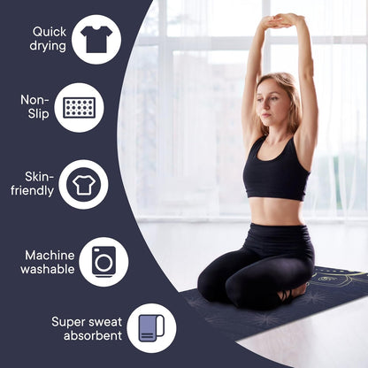 Yoga Towels, Non Slip Hot Yoga Mat Towel with Grip Dots,Super-Absorbent Soft Microfiber Yoga Blanket for Pilates, Fitness and Workout 72inch x 24inch
