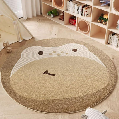 Poowe Cute Animals Kids Room Rug,39.4" Round Washable Area Rugs Rabbit Rug Nursery Rug for Baby Boys Girls Play Mat Floor Carpet Non Slip Soft Rugs for Living Room Bedroom Playroom Classroom