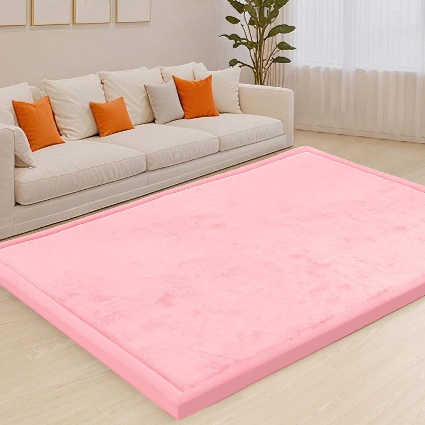 ACOMOPACK Baby Play Mat for Floor,1.3" Thick Memory Foam Area Rug for Living Room,Soft Velvet Crawling with Non-Slip Bottom for Kid,Toddler,39"×59" Tummy Time Nursery Rugs,Yoga（Light Grey）