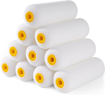 Mister Rui Foam Paint Roller, 4 Inch Paint Roller 10 Pack, Small Paint Roller, Foam Paint Roller 4 Inch, Small Foam Paint Roller High Density, 4 Inch Foam Rollers for Painting Walls, Cabinets