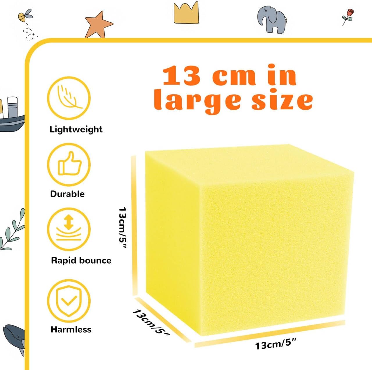 24PCS Foam Cubes 5"x5"x5"- Foam Pit Blocks Set, Soft Stacking Blocks for Indoor Games,Trampolines, Gymnastics, Parkour & Action Sport (6 Colors)