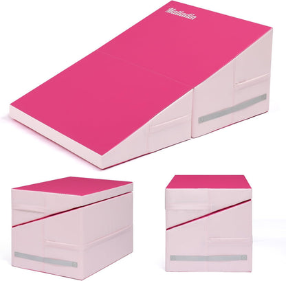 Matladin Incline Gymnastics Wedge Mat, Folding Gymnastics Mat for Kids Girls Home Training Exercise