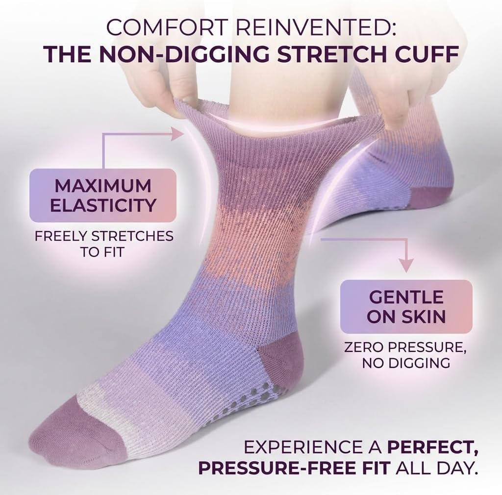 Pilates Grip Socks for Women – Non-Slip Grippy Yoga & Barre Socks, Cushioned Cozy Socks for Studio, Home & Gifts