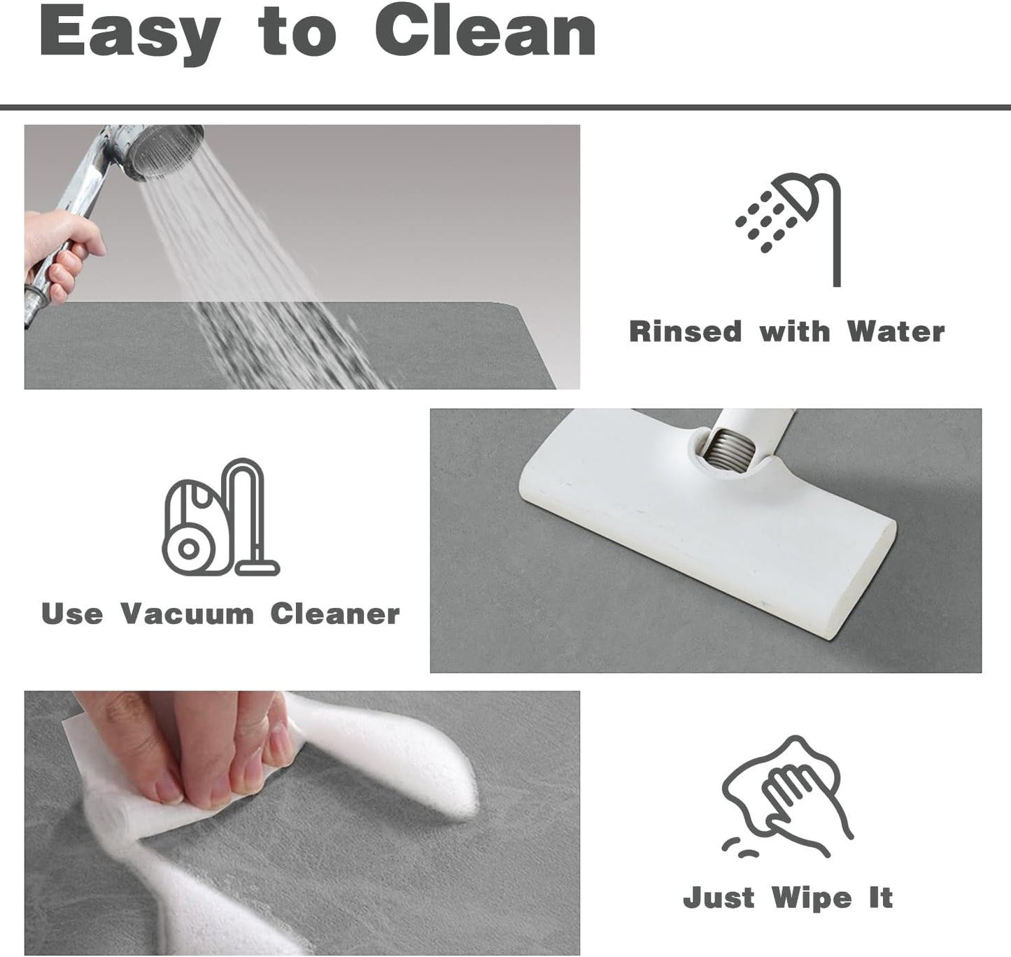 TYUU Bath Mat, Bathroom Rugs Non Slip Washable Thin Absorbent Quick Dry Bath Mat Fits Under Door Bathroom Floor Mat Perfect for Bath, Shower, or Sink 24"x36" Dark Grey