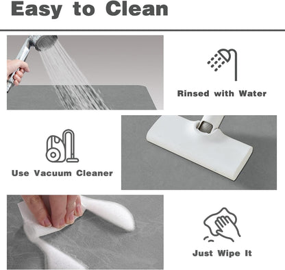 TYUU Bath Mat, Bathroom Rugs Non Slip Washable Thin Absorbent Quick Dry Bath Mat Fits Under Door Bathroom Floor Mat Perfect for Bath, Shower, or Sink 24"x36" Dark Grey