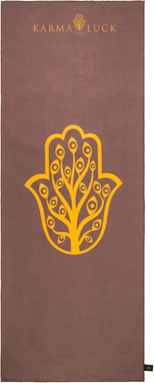 KARMA AND LUCK Radiant Protection Yoga Towel, Absorbent, Non-Slip Hot Yoga Mat Towel, Silicone Grip & Soft Terry Suede for Spiritual Energy Shield & Clarity, 26” x 72”