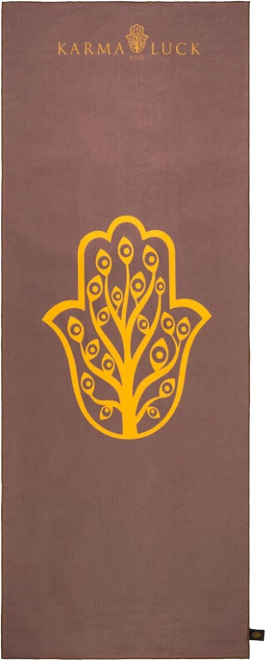KARMA AND LUCK Radiant Protection Yoga Towel, Absorbent, Non-Slip Hot Yoga Mat Towel, Silicone Grip & Soft Terry Suede for Spiritual Energy Shield & Clarity, 26” x 72”