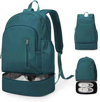 Gym Backpack for Women Men,Cheer bag,Lightweight Gym Bag with Shoe Compartment, Waterproof Sports Backpack with Wet Pocket, Black