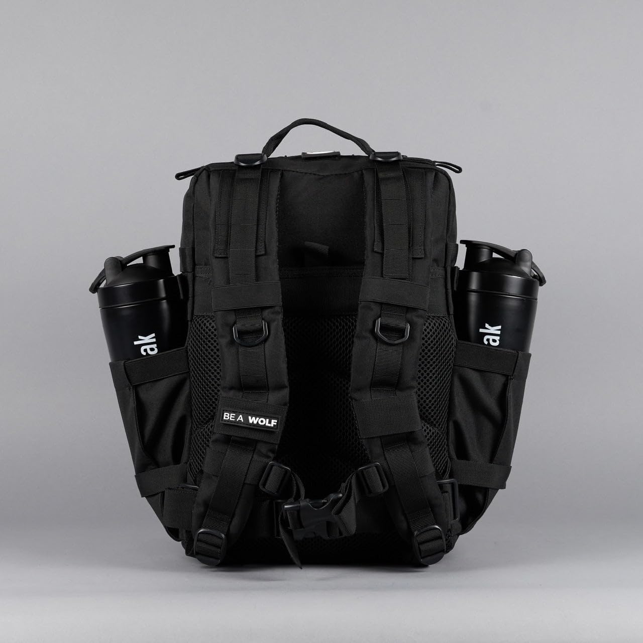 WOLFpak 35L Tactical Gym Backpack (Alpha Black) Durable 1000D Waterproof Oxford Material with MOLLE Webbing, Laptop Pocket & Dual Cup Holders, Durable Fitness/Travel/Military Daypack