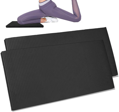 Yoga Knee Pad Cushion Yoga Mat Thick Kneeling Pads Support for Knees, Wrists Elbows, Non-Slip - Earth-Friendly Knee Pads for Yoga, Pilates, Floor Workouts - Knee Cushion, Black Yoga Mat, 24x12.2 Inch