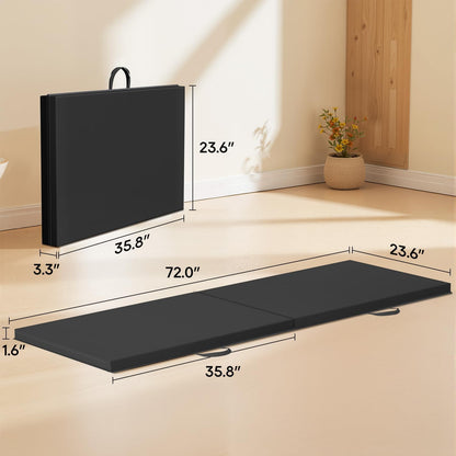 Gymnastics Tumbling Mat Portable Gymnastics Mat Foldable Tumbling Mat 2ft W 6ft L/4ft W 6ft L/4ft W 8ft L/4ft W 10ft Exercise Mat Yoga Mat with Carrying Handles for Yoga Gymnastics