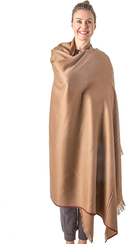 Versatile Premium Wool Blend Meditation Shawl - Large Unisex Prayer Wrap, Oversized Scarf & Yoga Blanket