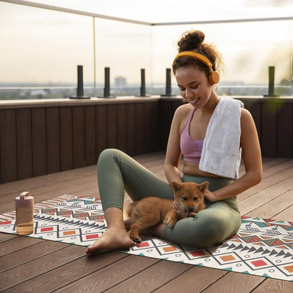nuveti Cotton Yoga Mat - Absorbent, Grippy Tight Weave, Ashtanga & Hot Yoga Rug, Helps with Slippery Hands & Feet