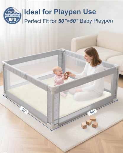 Large Thick Baby Play Mat for Floor,Padded Foam 59x79 Playpen Mat,Soft Support&Plush Feel Nursery Kids Rug,Non Slip for Toddler,Infants,Kids Playroom,Yoga,Baby Crawling,Tummy Time (Light Grey)