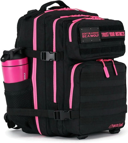 WOLFpak 35L Tactical Gym Backpack (Alpha Black) Durable 1000D Waterproof Oxford Material with MOLLE Webbing, Laptop Pocket & Dual Cup Holders, Durable Fitness/Travel/Military Daypack