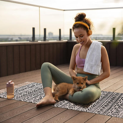 nuveti Cotton Yoga Mat - Absorbent, Grippy Tight Weave, Ashtanga & Hot Yoga Rug, Helps with Slippery Hands & Feet