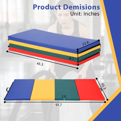 Gymnastics Tumbling Mats Portable Gymnastics Mat Folding Tumbling Mat Thick Yoga Mat Exercise Mat with Carrying Handles for home Workout outdoor Yoga Gymnastic