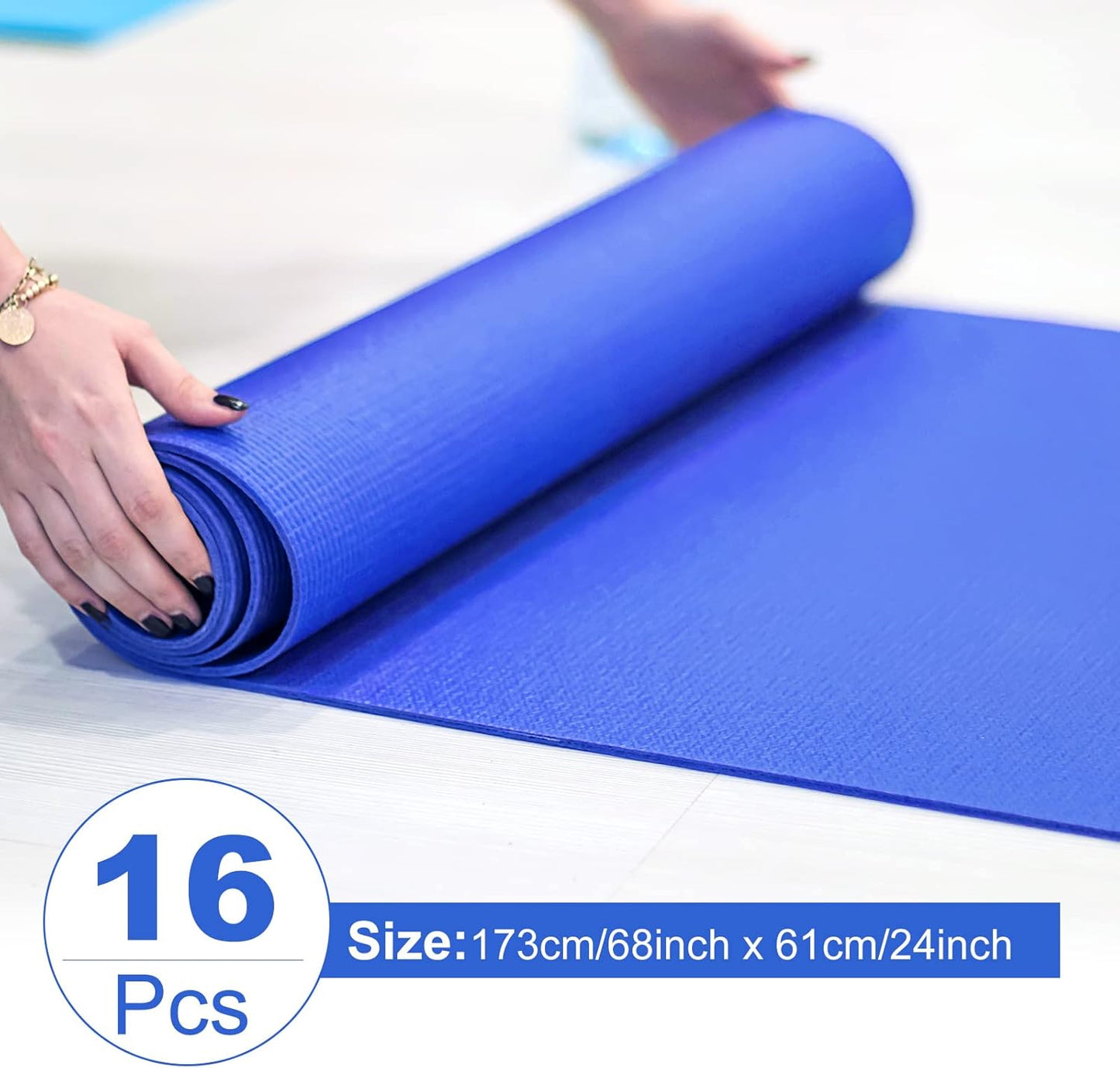 3 mm Thick Yoga Mat Bulk, Non Slip Exercise Workout Fitness Pad for Women Men, Gym Home Yoga Pilates, Easy to Clean, Sturdy PVC