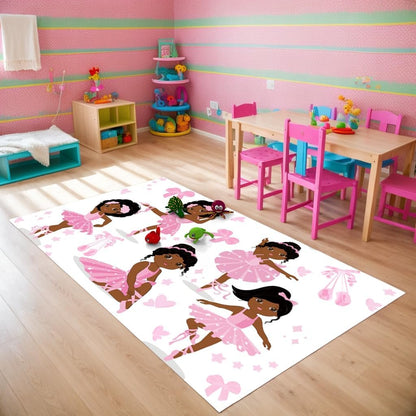 Black Girl Area Rug for Bedroom African Black Girls Floor Rugs for Living Room Playroom Cartoon Art Home Decor Soft Yoga Mats for Women Afro Purple 47" x 31" (2.7 x 3 Feet)