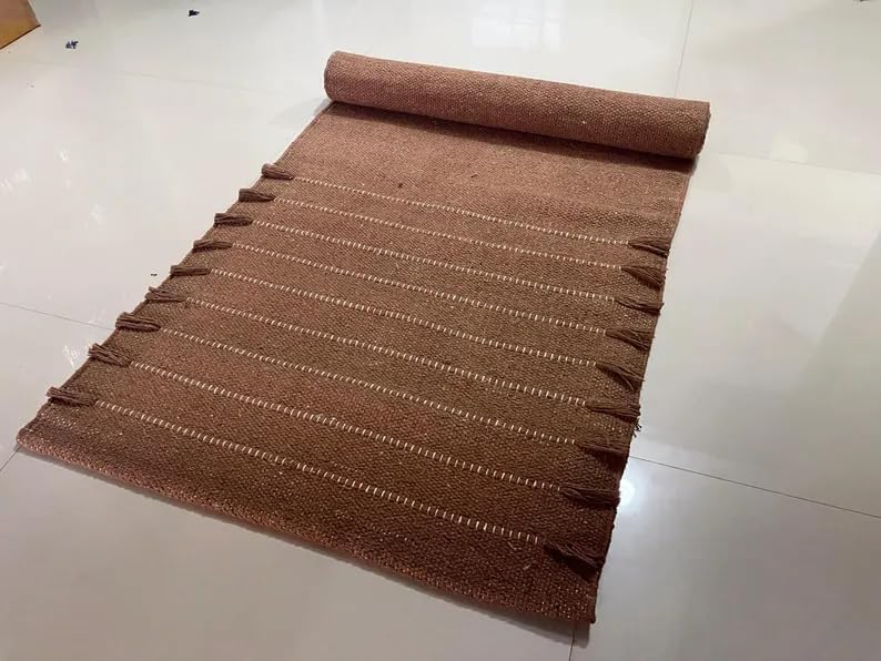 Payal Rugs Cotton Yoga Mat - Eco-Friendly Hand-Woven Rug - Non Slip & Thick (24”x72”x5mm) for Yoga Everyday Fitness at Home - Comfortable Extra-Long