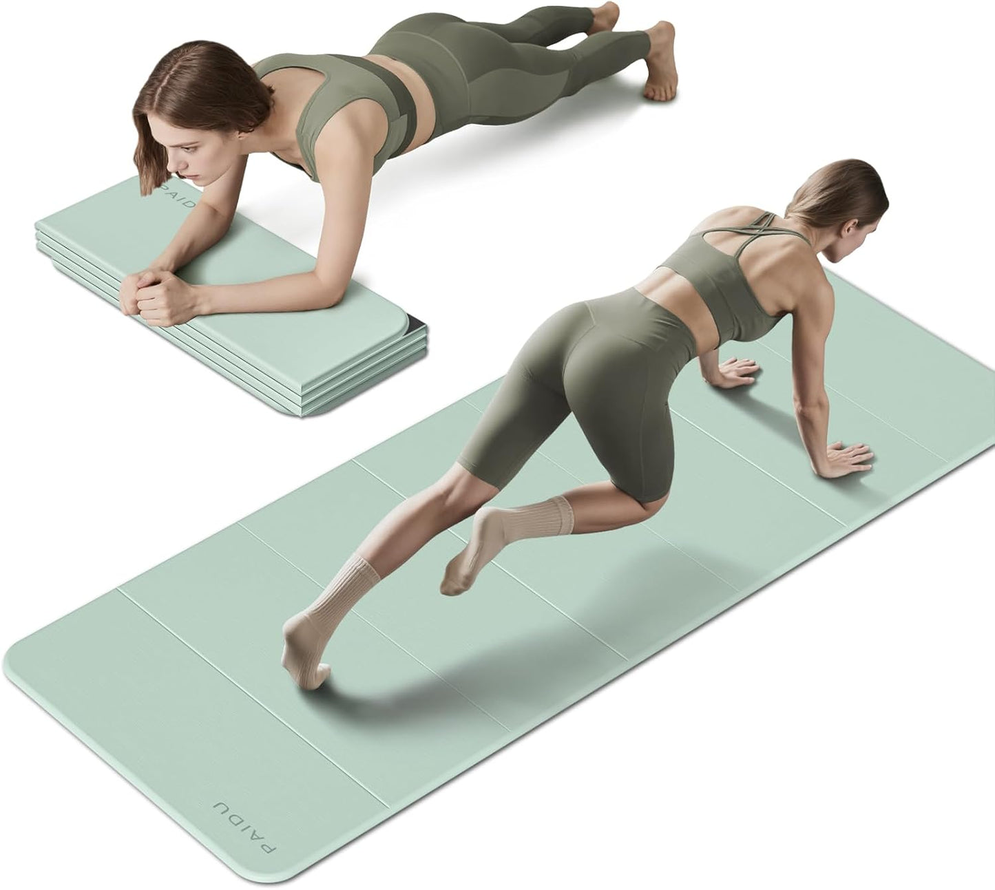 PAIDU Foldable Fitness Yoga Mat | 2/5" (10MM) Extra Thick | SGS Certified Non-Slip TPE | 75x26" Extra Long-Wide | Portable & Easy Store | for Yoga, Pilates, Home Gym & Full-Body Workouts