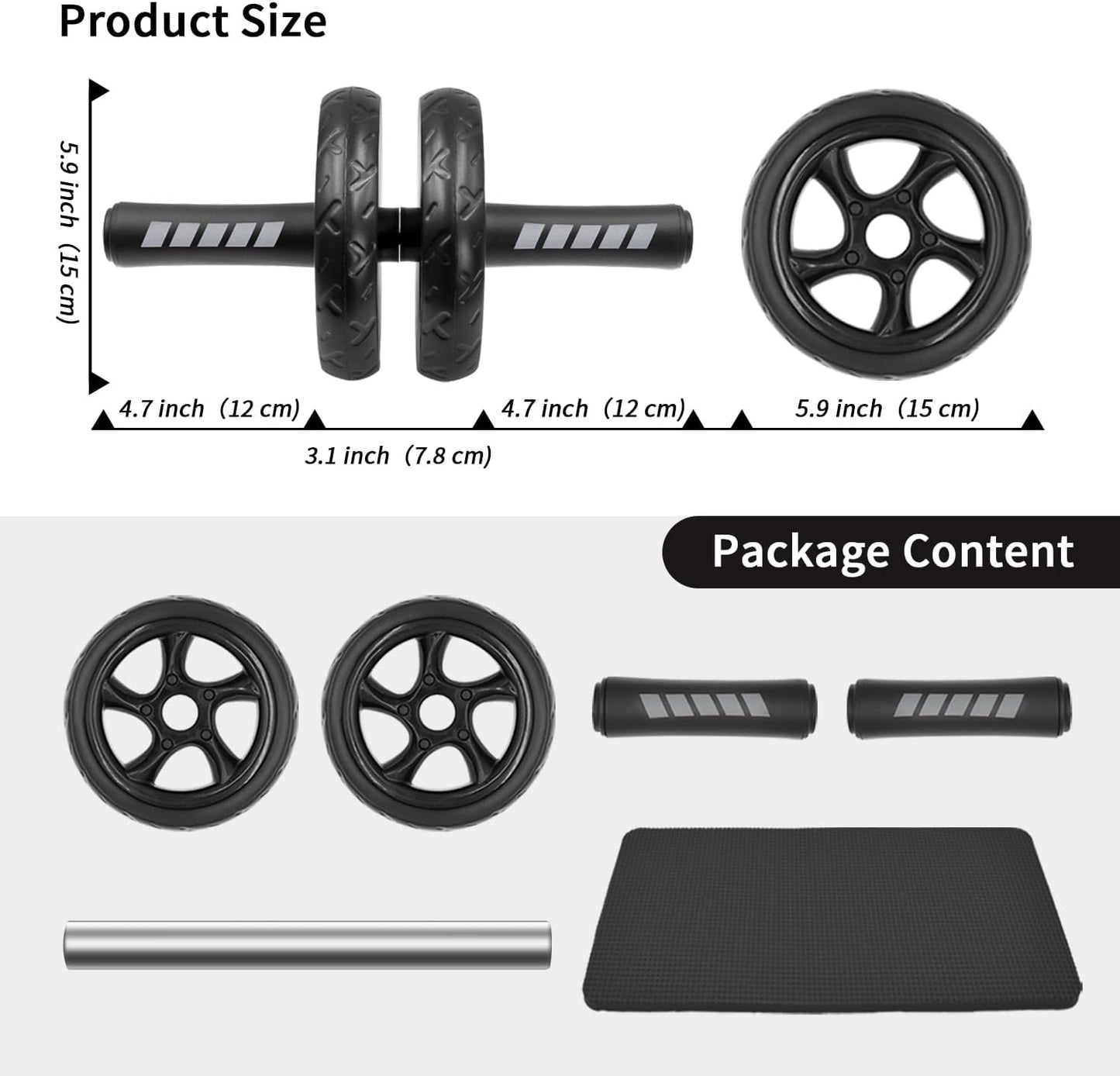 Ab roller wheel with knee pad for abdominal exercise core workout weight loss no noise easy to assembling light weight perfect home gym equipment for men & women