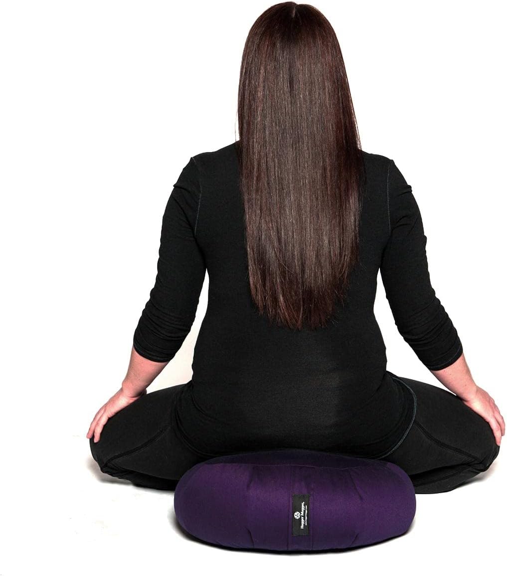 Hugger Mugger Zafu Meditation Cushion - Support in Cross-Legged Sitting, Buckwheat Filled, Durable Fabric, Convenient Handle, Handmade in USA