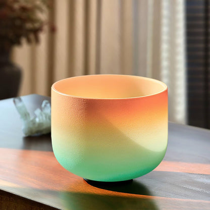 432HZ 7PCS Set Of 6-12 Inch Aria Gradient Design Frosted Quartz Crystal Singing Bowls With 2 PCS Travel Carry Case Bag.