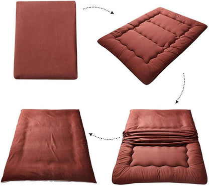 MAXYOYO Bohemian Retro Mattress Boho Floral Japanese Futon Mattress Tatami Floor Mat Foldable Portable Camping, Sleeping Pad, Lounger Couch Bed Full Size