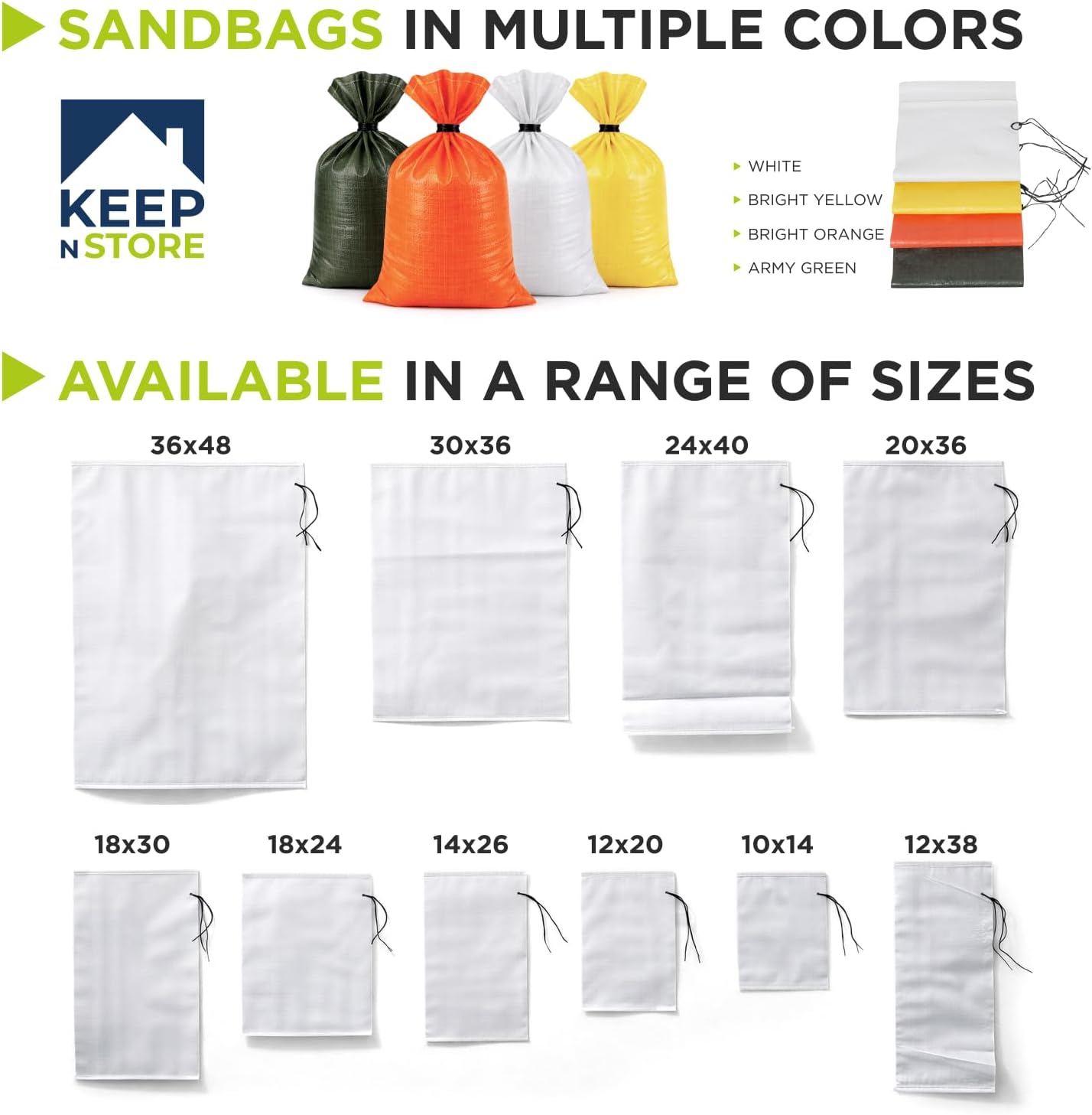 Heavy Duty Sand Bags Pack of 3, White Empty Sandbags with Built-In Ties, Woven Polypropylene UV Protection 1600 Hours, Fillable Sand Bags for Flood Control, Weight, 10x14 inches, 15 Pounds Volume