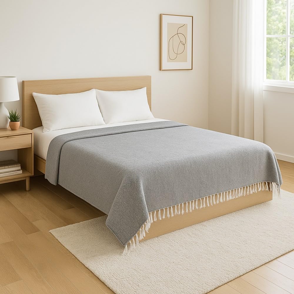 Open Road Goods Solid Color Mexican Yoga Blanket – Large Handwoven Throw for Yoga, Beach, Camping or Home – Soft and Durable Cotton Blend