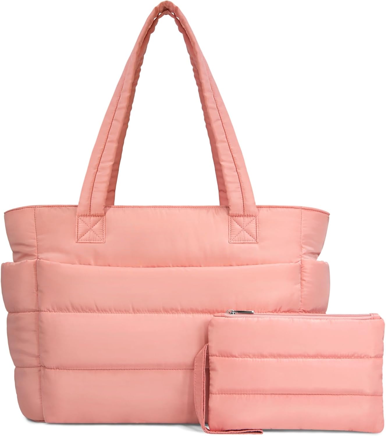 TOPDesign Puffer Tote Bag for Women, Lightweight Puffy Handbag with Compartments, Quilted Shoulder Bag for Work, Travel, Gym - Colors A