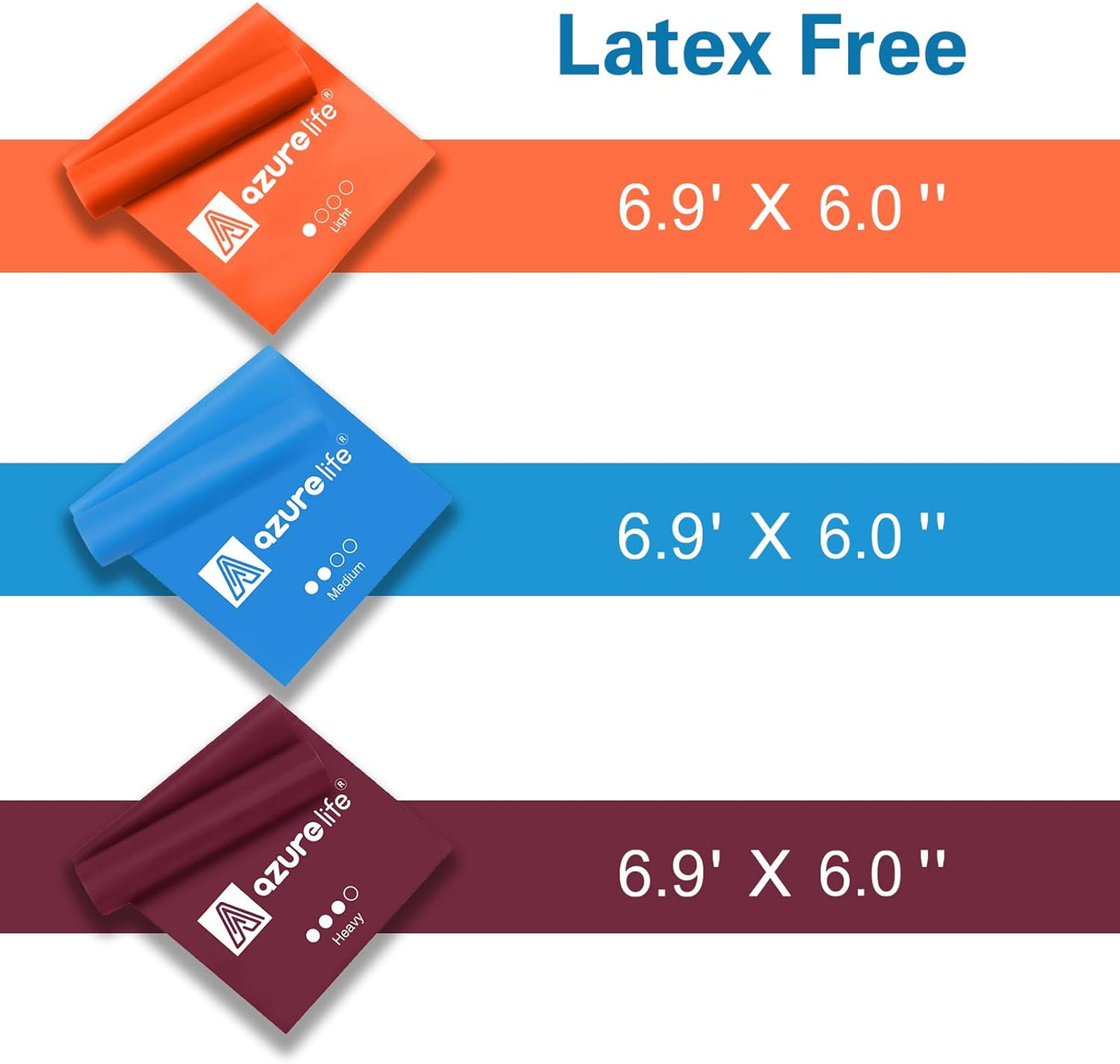 A AZURELIFE Resistance Bands,Professional Long Non-Latex Elastic Stretch Bands,Exercise Bands for Physical Therapy, Yoga, Pilates, Rehab, at-Home or The Gym Workouts, Strength Training