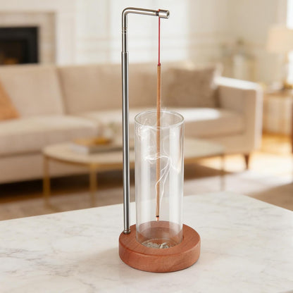 Incense Holder for Sticks, 2 in 1 Incense Burner with Glass Ash Catcher & Storage, Upside Down Incense Holder, Adjustable Stem with Threaded Lock for Yoga Spa Home Decor (Extends 8.7"-13.4")