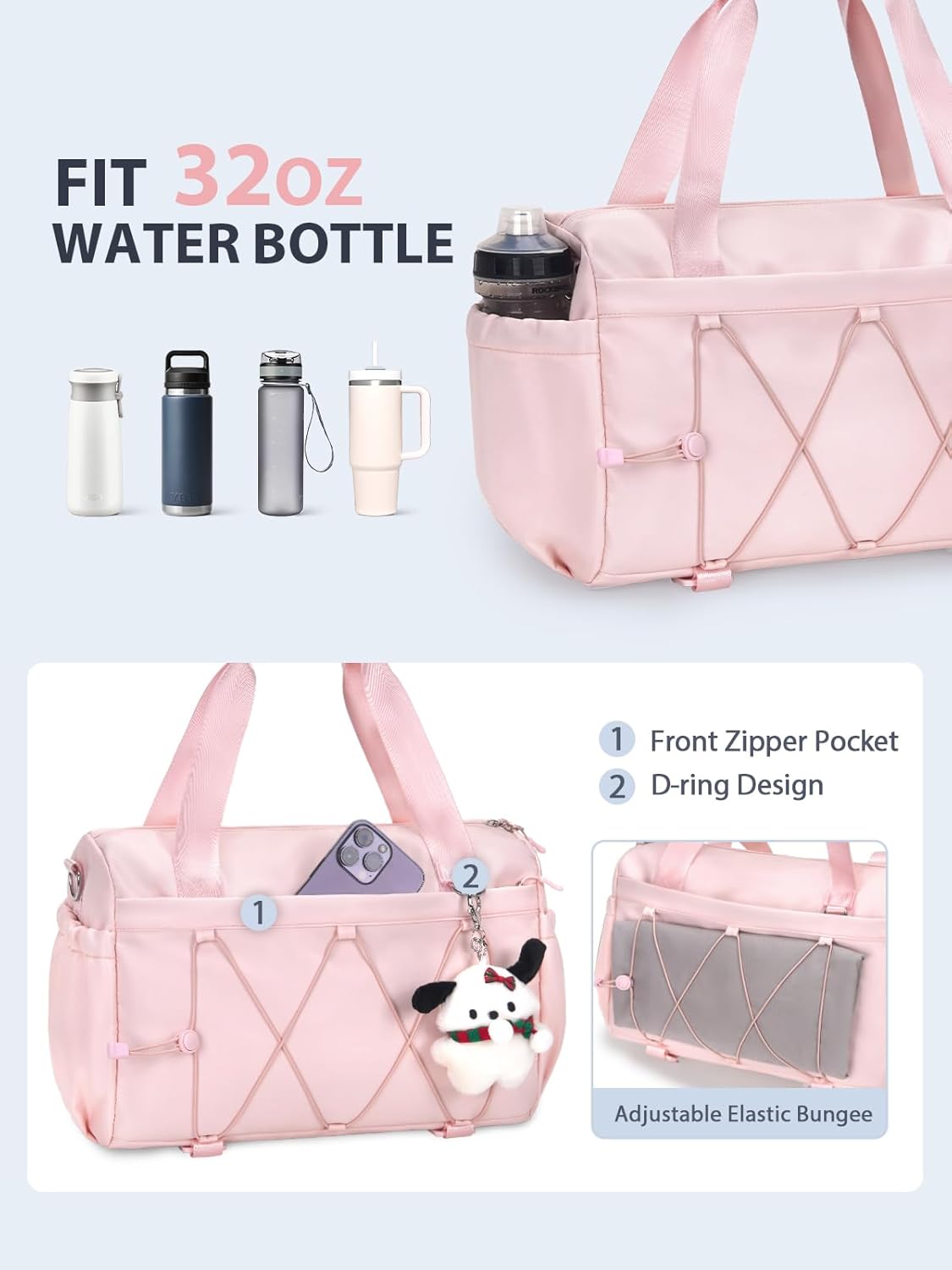 Small Gym Bag for Women with Yoga Mat Holder and Wet Compartment, Mini Gym Duffle Bag Yoga Bag with Water Bottle Pocket for Workout Travel, Green