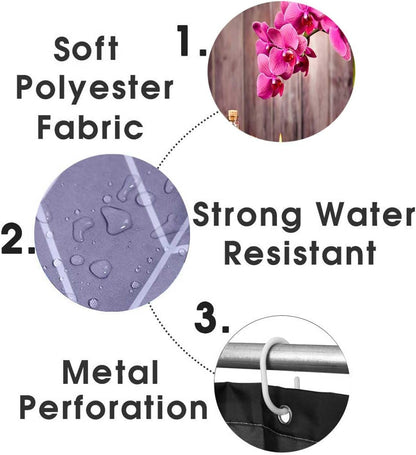 4PCS Spa Zen Shower Curtain Sets with Rugs, White Shower Curtain, Pink Floral Orchid Lotus Water Lily Stone Bamboo Water Reflection Yoga Massage Relaxing Spiritual Meditation Bathroom Decor