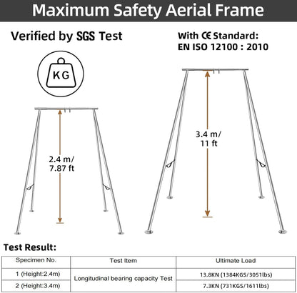 PRIOR FITNESS Aerial A-Frame Rig Set, CE & SGS Certified 730kgs/1610 lbs Capacity Aerial Yoga Stand W/Carrying Bag, for Hammocks, Silks & Hoops,Portable & Adjustable 5-11ft,Trapeze Swing Stand Frame