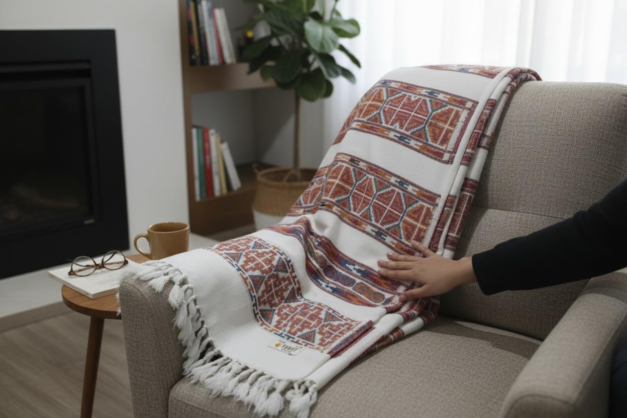 Handloom Wool Meditation Shawl, Oversized Wrap Throw, Gift for Men and Women